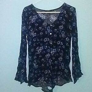 Black Forever 21 Romper with blue flowers